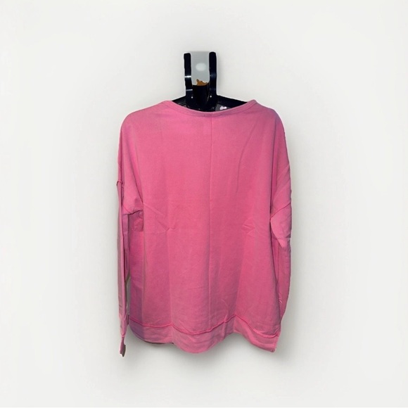 Women’s XL Barbie Pink Soft Plush Relaxed Sweatshirt “here For The Pie” - Picture 3 of 8